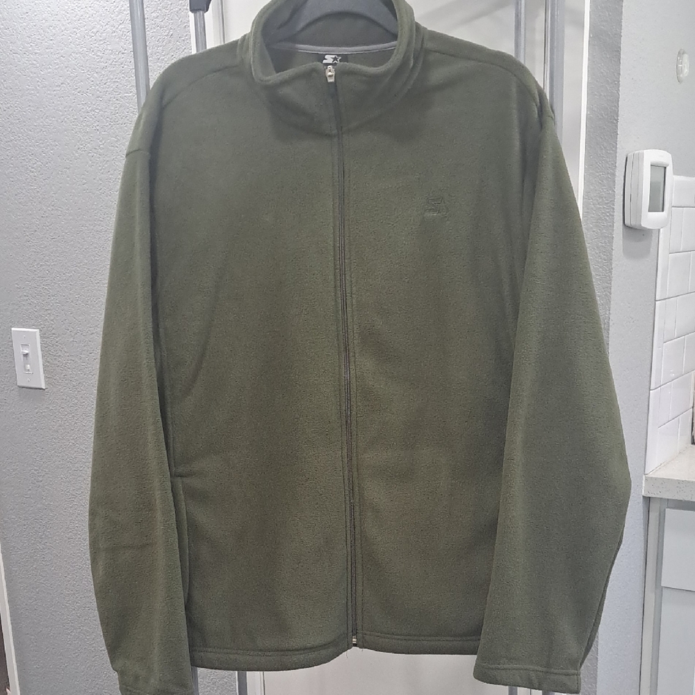 STARTER Men's Olive Green Fleece Jacket, Like New. Size L.